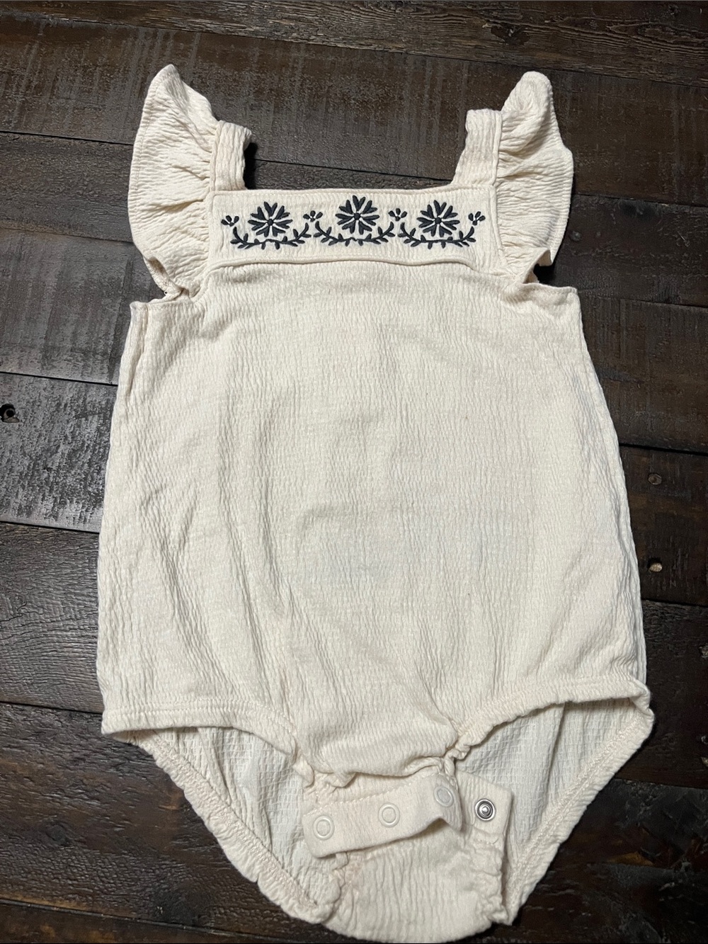 Carter's Cream Textured Snap-Front Bodysuit